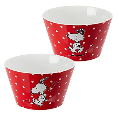 Image of United Labels The Peanuts Cereal Bowl Snoopy red with dots Made of Porcelain 500 ml
