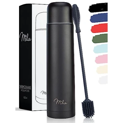 Image of Milu Vacuum Insulated Flask 1L, 750ml, 500ml Thermo Water Drinking Bottle with Cup for Hot &amp; Cold Drink Stainless Steel, 100% Leak Proof (Black, 500ml)