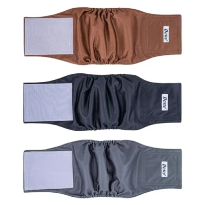 Image of Dono Reusable Male Dog Belly Bands Nappies for Dogs in Heat,Dog Diapers Incontinence,Surgery,Traveling,3pcs
