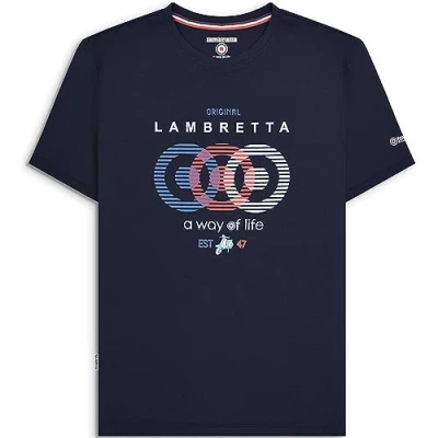 Image of Lambretta Mens Target Vison Short Sleeve Crew Neck Cotton T Shirt Top Tee S Navy