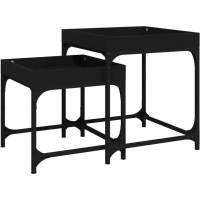Image of vidaXL Side Tables 2 pcs Black Engineered Wood