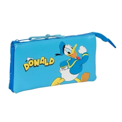 Image of Safta Donald Children&#039;s Triple Pencil Case, Ideal for Children of School Age, Comfortable and Versatile, Quality Resistance, 22 x 3 12 cm, Blue, Estándar, Casual