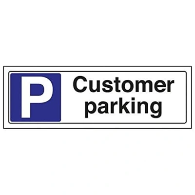 Image of V Safety Customer Parking Sign 300mm x 100mm 1mm Rigid Plastic