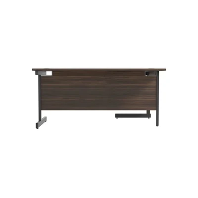 Image of Jemini Radial Left Hand Single Upright Cantilever Desk 1600x1200x730mm Walnut/Black KF819639