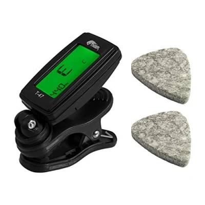 Image of Tiger Ukulele Tuner and Felt Plectrums Accessories Pack T 47 Chromatic 2 Picks