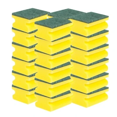 Image of HOMESHOPA Handgrip Scrub Sponges, 24 Pack Non Scratch Extra Hand Grip Super Absorbent Scrubbing Scourer, Dual Sided Dishwashing &amp; Cleaning Scrub, Reusable Washing Up Pads Kitchen Bathroom Pots Pans