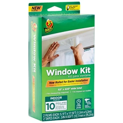 Image of DUCK Brand Rolled Shrink Film Window Kit, Insulates up to 10 Windows, 62 in. x 420 in, Clear (287406)