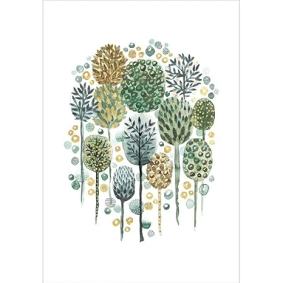 Image of Woodmansterne Beautiful Greeting Card Trees Blank Foiled Design Birthday
