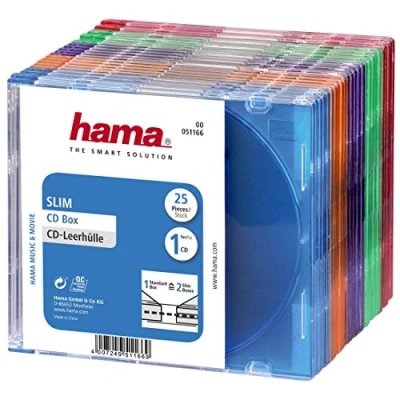 Image of Hama 51166 Slim CD Cases Pack of 25 Multicoloured, Various