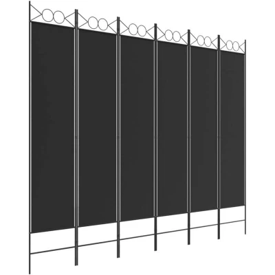 Image of vidaXL 6 Panel Room Divider Black 240x200 cm Fabric