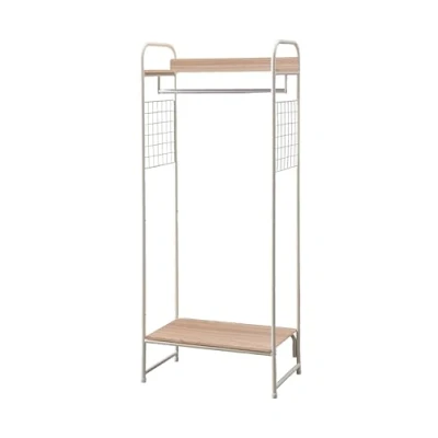 Image of Iris Ohyama, Garment Rack Metal / Clothing Racks with Tiers and Shelf Coat Rack, Design, Modern, Living Room, Bedroom, Hallway PI B4 Light Brown