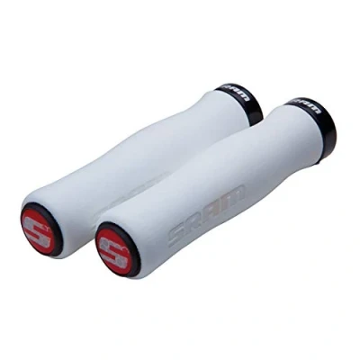 Image of Sram MTB Locking Grips Contour Foam with Single Black Clamp and End Plugs 129 mm White