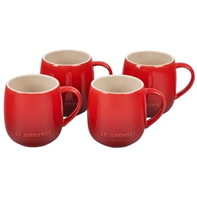 Image of Le Creuset Stoneware Set of 4 Heritage Mugs, 13 oz. each, Cerise