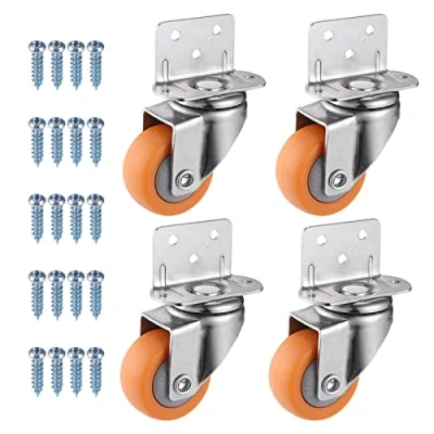 Image of Zocipro 4Pcs Swivel Castor Wheels 37mm with Screws, Wear resistant L mounting Plate Caster Wheels, 360 Degree Rotating Castors for Furniture(Orange)