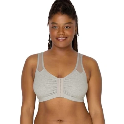 Image of Fruit of the Loom Women&#039;s Comfort Front Close Sport Bra with Mesh Straps, Opaque, Grey Mixed, 36C