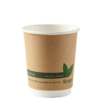 Image of 8oz Kraft Compostable Double Walled Cups Case of 500 Environmentally Friendly, Biodegradable