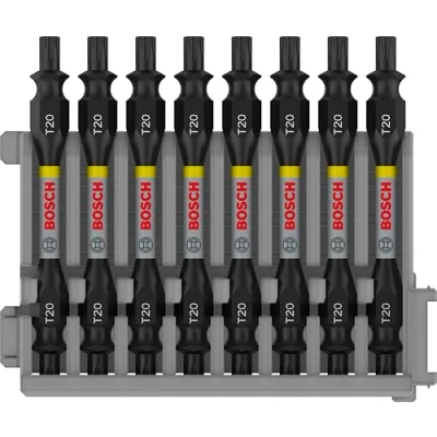 Image of Bosch Accessories 8pcs. Double Screwdriver Bit Set Torx (Impact Control, 8 x T20 Bits, Length 65mm, Pick and Click, Accessory Impact Drill)