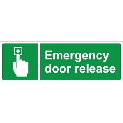 Image of Emergency door release 1mm flexible Plastic sign (150mm x 50mm)