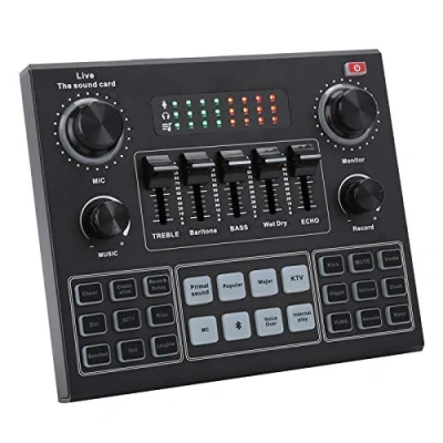 Image of Garsent Sound Card Mixer V9, Bluetooth Effects, Metal Body, for Podcasting Recording Karaoke Game, PC, SmartPhone