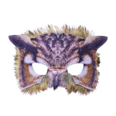 Image of Forum Novelties X78697 Fur Mask Owl Face Realistic Look 1pc, unisex adult, Multi Colour, One Size