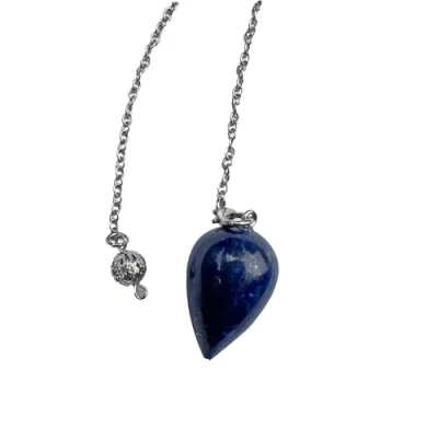 Image of Divination Pendulum with Lazurite Water Drop, Dowsing Pendulum, Natural Stone Vintage Crystal for Radiesthesia, Chakra Reiki (Lazurite)
