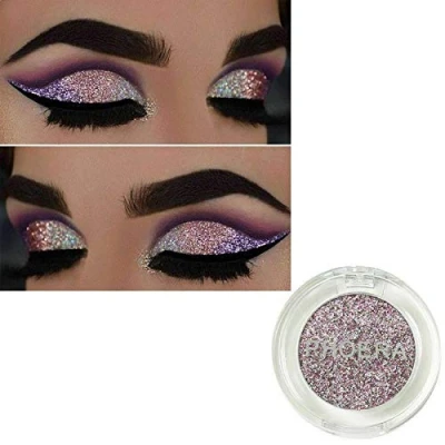 Image of AQUAPURITY PHOERA GLITTER EYESHADOW PRESSED PIGMENT SHIMMER METALLIC EYE SHADOW FACE BODY PALETTE SPARKLY MAKEUP 105 CORAL