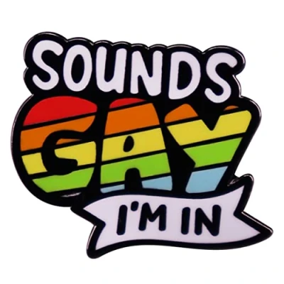 Image of LGBTQ Rainbow Flag Enamel Brooch Pins Sounds Gay I’m In Brooches Badge LGBT Pride Lapel Pin Badges Lesbian Cartoon Funny Jewelry for Hat Shirt Jacket Jeans Decoration