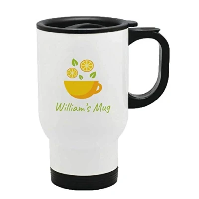 Image of Personalised Lemon Tea Thermal Travel Mug Flask Coffee 107