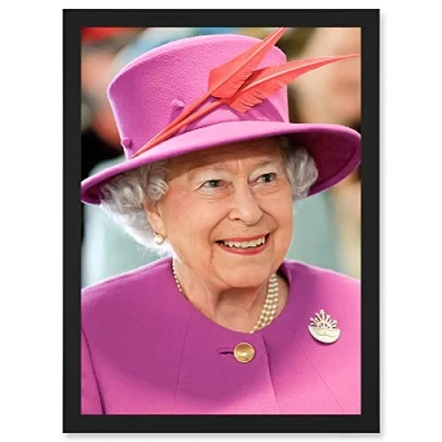 Image of Artery8 Queen Elizabeth II England Photo Rouse Portrait A4 Artwork Framed Wall Art Print