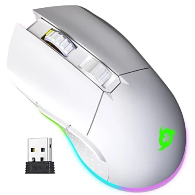 Image of KLIM Blaze Rechargeable Wireless Gaming Mouse RGB + High Precision Sensor &amp; Long lasting Battery 7 Customizable Buttons Up to 6000 DPI Wired and UK for PC Mac PS4 NEW 2024 White