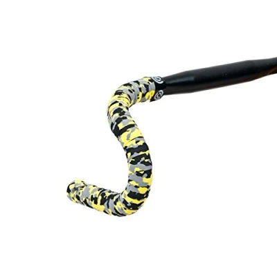Image of Bike Ribbon cork handlebar tape, unisex plus, Unisex, CP23, Black/Grey/yellow, XL