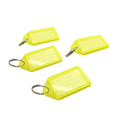 Image of Pack of 50 Large Yellow Coloured Identity Tag Key Rings Sliding Fob Keyrings