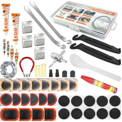 Image of Ghguole Bike Tire Puncture Repair Kit,57pcs Tyre Patch Kit,Bicycle Kit 30 Patches,4 Levers,Storage Cas All Bicycle&amp;Rubber/Road,Mountain,Commuter Bikes/Moto