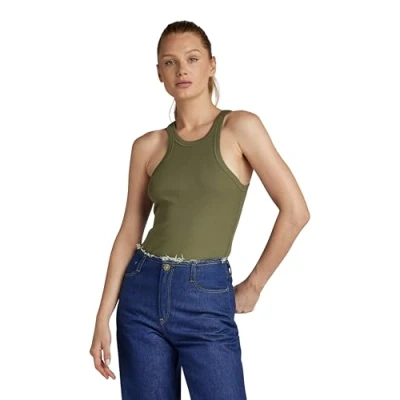 Image of G STAR RAW Women&#039;s Italian Army Ultra Slim Tank Top Tops, Green (dk shamrock D22768 D289 7159), XL