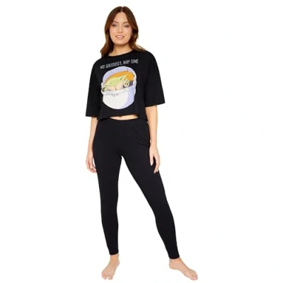 Image of Disney Stitch Womens Pyjamas Set Nightwear Top and Long Bottoms PJs Lounge Women Teenagers S XL Gifts (Black Baby Yoda, XL)