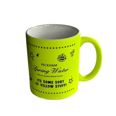 Image of Only Fools and Horses Convention Some Sort of Yellow Stuff Ceramic Peckham Spring Mug
