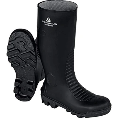 Image of MENS DELTA PLUS BRONZE2 SAFETY WELLINGTONS WATERPROOF BOOTS STEEL TOE CAPS S5 WELLIES SHOES (UK 12, BLACK)