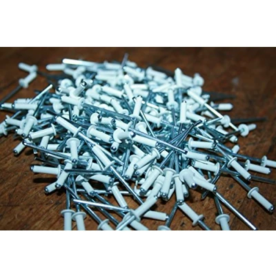 Image of 3mm x 6mm WHITE STANDARD FLANGE BLIND DOME HEAD POP RIVETS ALUMINIUM STEEL RIVET RAL 9016