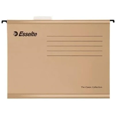 Image of Esselte Classic Pack of 50 Suspension File Reinforced with Transparent Plastic Visor, A4, Natural Colour
