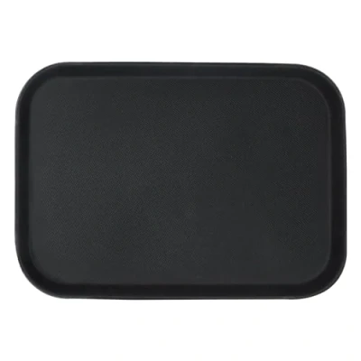 Image of Black 35.5cm x 25cm Rectangle Non Slip Serving Tray By Argon Tableware