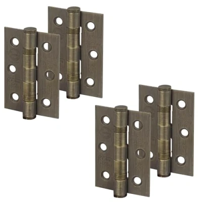 Image of Decoranddecor Door Hinges Internal Fire Rated 3inc / 76mm Ball Bearing Steel Antique Brass 2 Pairs