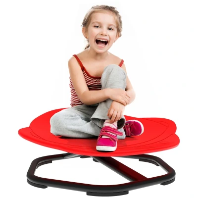 Image of AIYAPLAY Sensory Spinning Chair for Kids, Planet Shaped Swivel Balance and Coordination Training, Multi Position Seat with Non Slip Base, Red