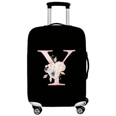 Image of initial letter Printed Design Travel Trolley Case Cover Protector Washable Suitcase Luggage Storage Covers for 18 28 inch (XL (29 32 Luggage), Pink Flower Y)