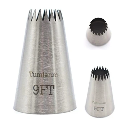Image of Tumtanm 9FT Nozzle Large Drop Flower Piping Tip, Seamless Stainless Steel Icing Tip #9FT