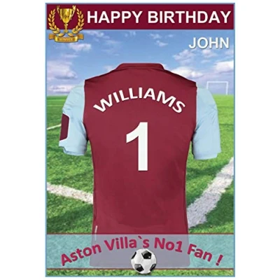 Image of Personalised Aston Villa Jersey Birthday Card (19 20)