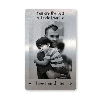 Image of Best Uncle Gift Personalised Metal Wallet Card Quirky Brother Birthday Gifts For Him Keepsake