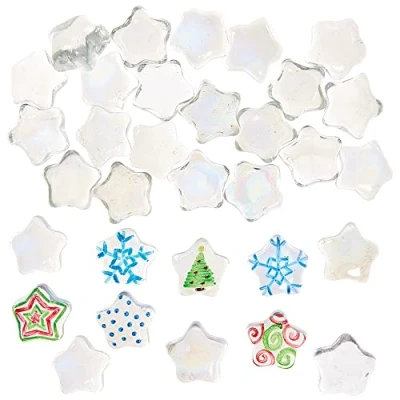 Image of Baker Ross FX269 Star Glass Painting Stones Pack of 30, Home Decoration Crafts for Kids, Craft Kit, Paint Your Own
