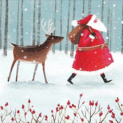 Image of Pack of 5 Santa &amp; Reindeer Charity Christmas Cards Supporting Multiple Charities 473470