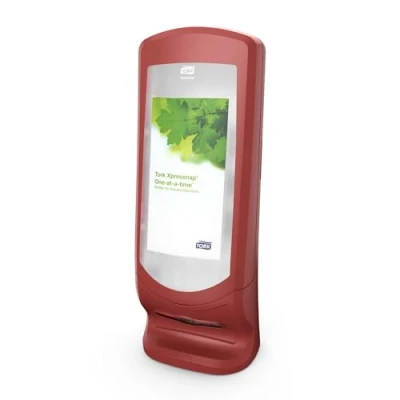 Image of Tork 272212 Xpressnap Wall/Stand Napkin Dispenser N4 / Paper Suitable for Interfold Refills/Signature Design/Red