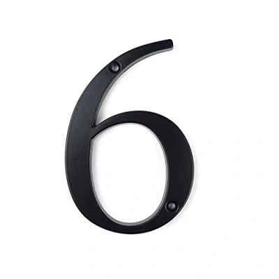 Image of HASWARE House Number Sign 4 inch (10 cm) Modern Door Numbers Signage Plaque Street Home Address Numerals Zinc Alloy (6, Black)